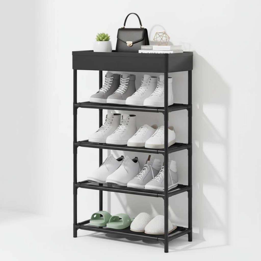 Capacidad para varios pares de zapatos en 5 niveles.



✅ Repisa superior para bolsos, plantas o decoración